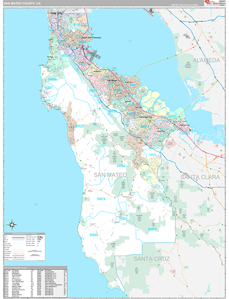 San Mateo County, CA Map Premium Style